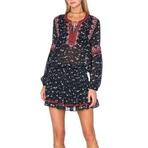 Ulla Johnson Gita Bohemian Silk Dress in Midnight Size 4